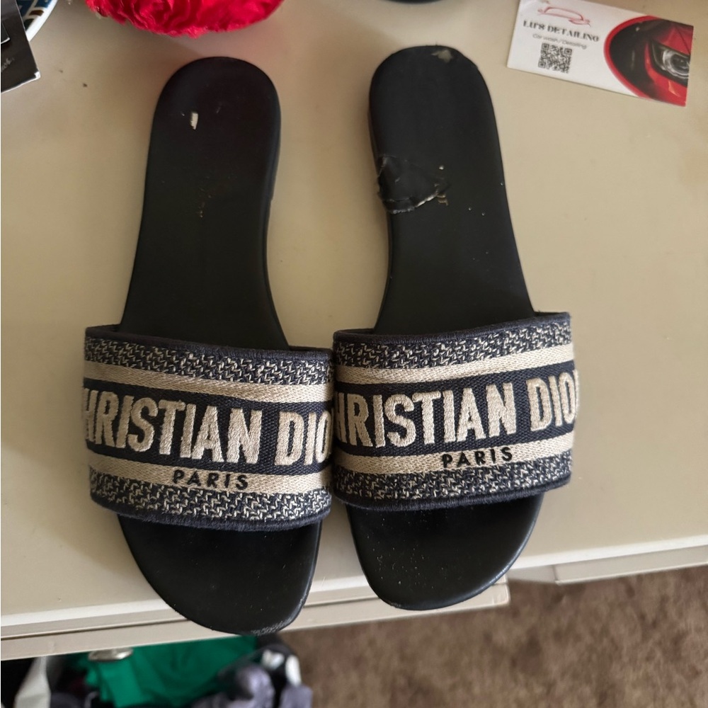 Christian Dior Black and Cream Slides